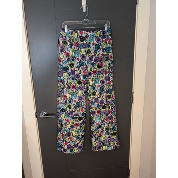 Obermeyer Amelia Ski Snowboard Snow Pants Funky Multicolor Dot - Size 14 Juniors - Picture 1 of 14